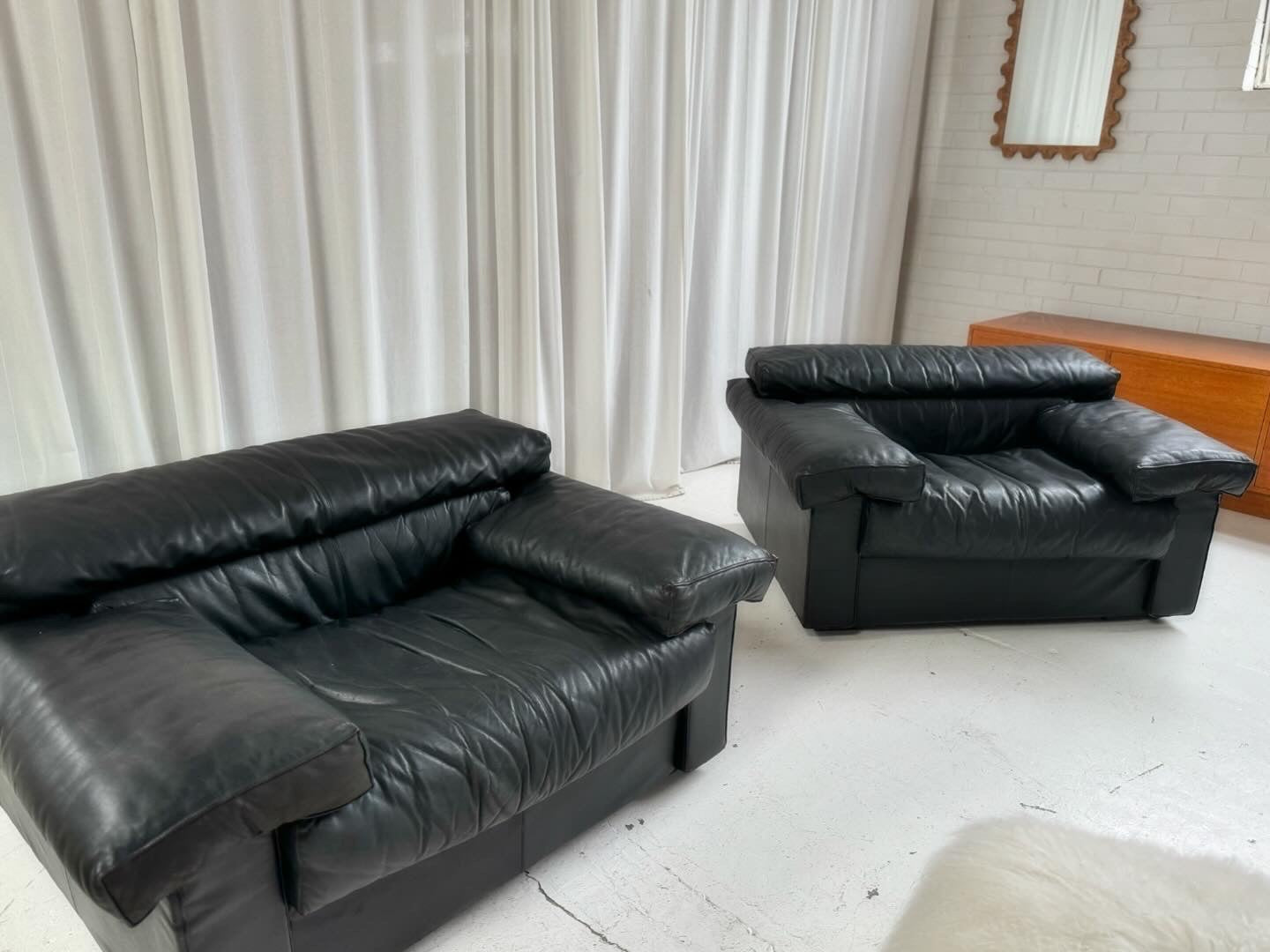 Erasmo Leathers Armchairs by Tobia Scarpa for B&B Italia, 1970s