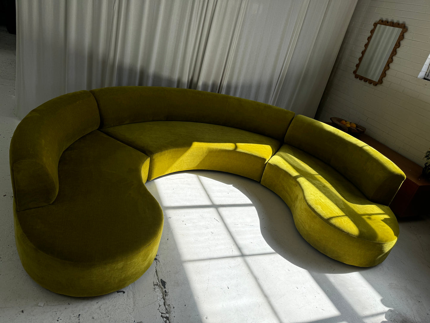 Large Chartruese Velvet Curvy Sofa Set - Preorder
