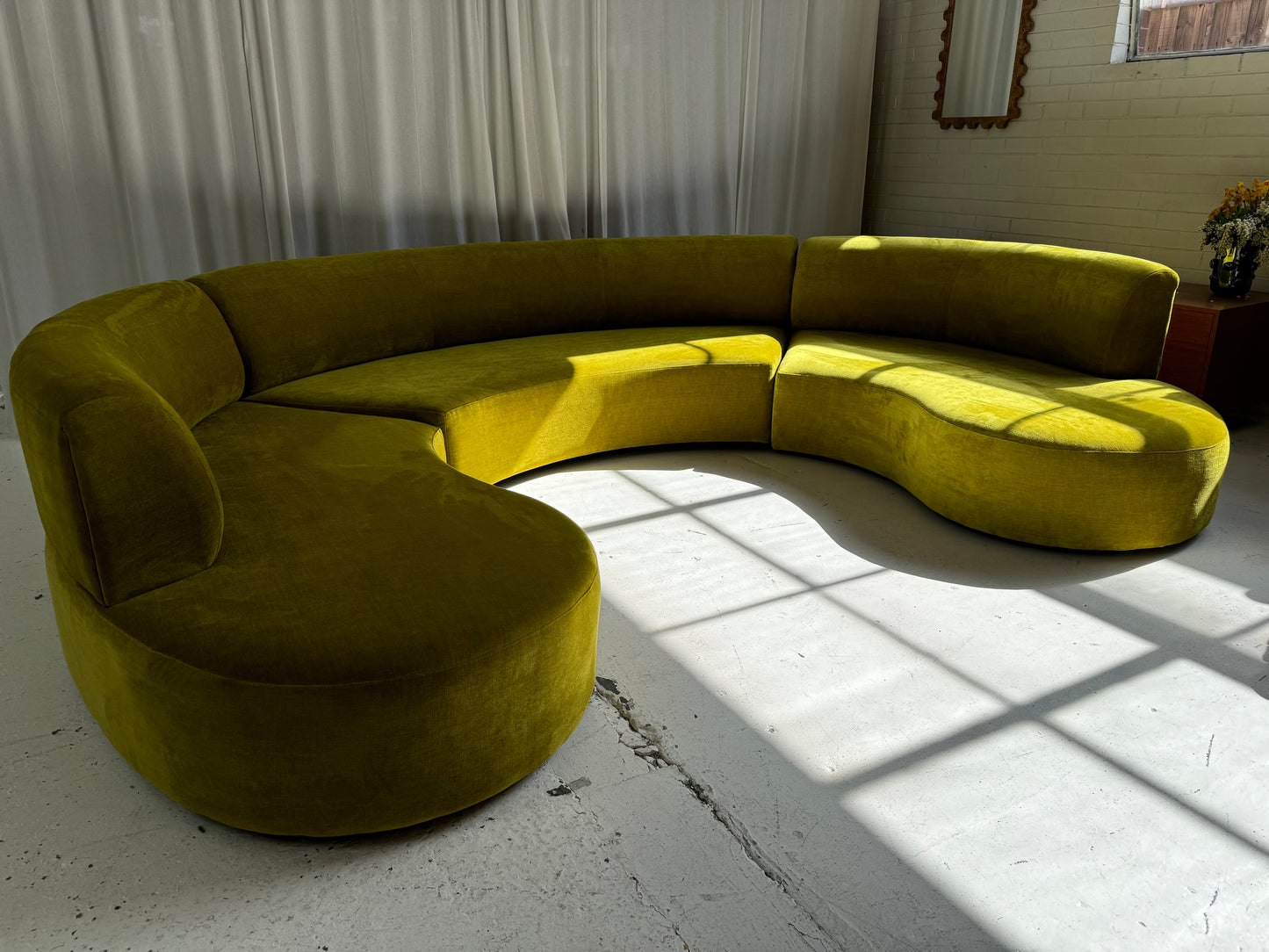 Large Chartruese Velvet Curvy Sofa Set - Preorder