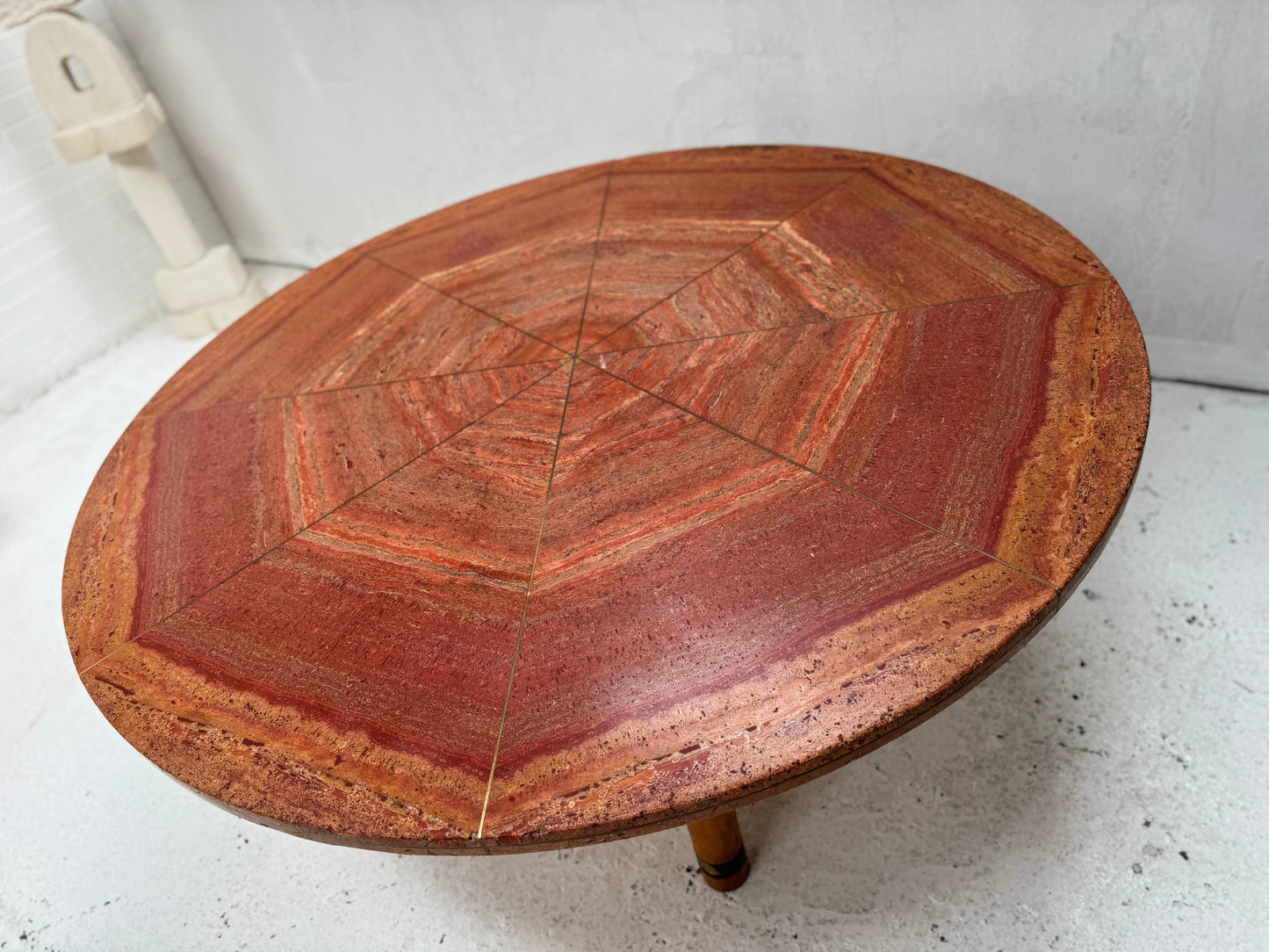 Vintage Red Travertine Dining Table