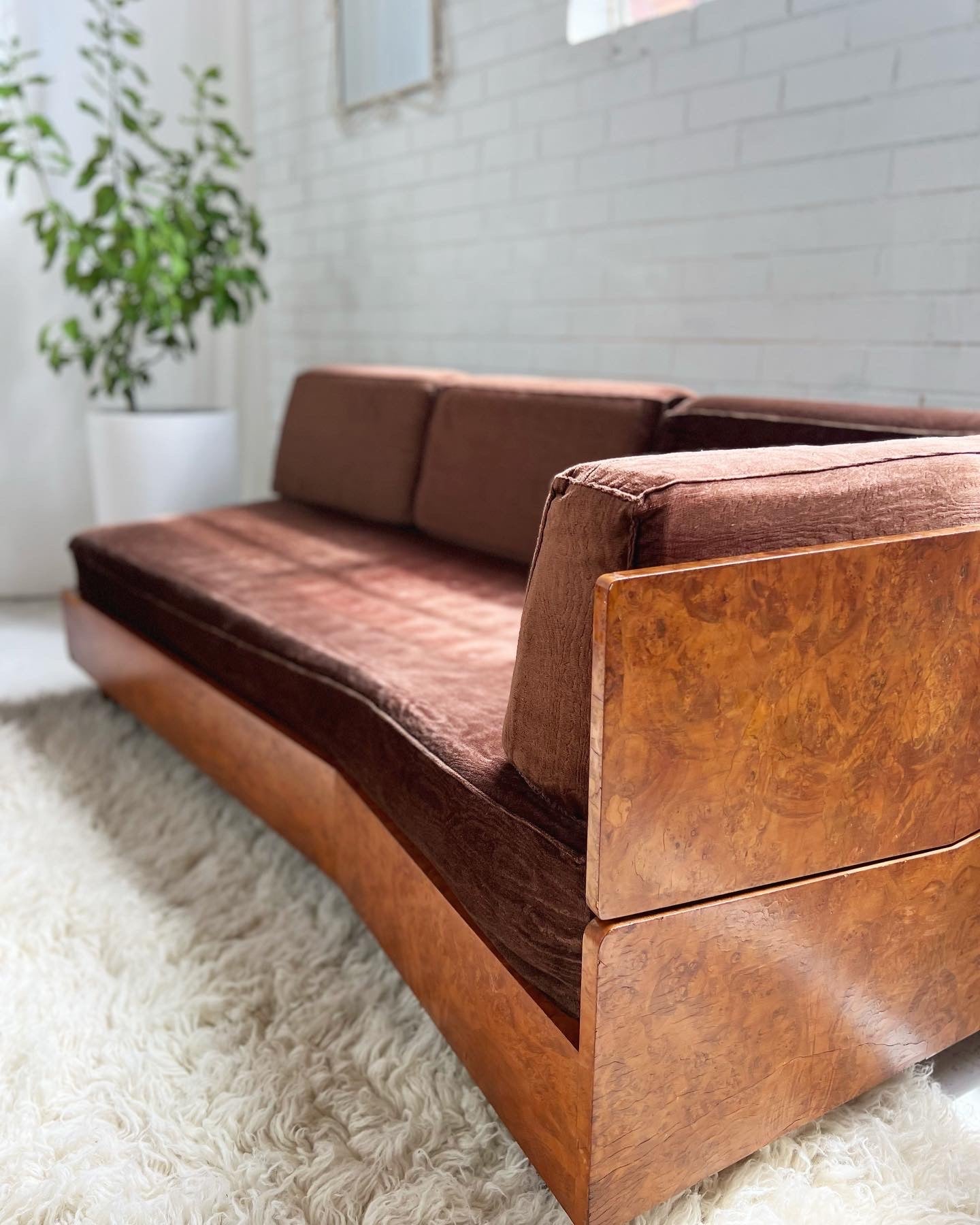 Vintage Burl Frame Modular Sofa