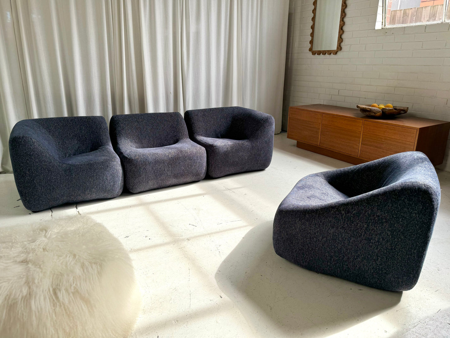 Vintage Featherston Numero IV Modular Armchair - Reupholstered (Navy)