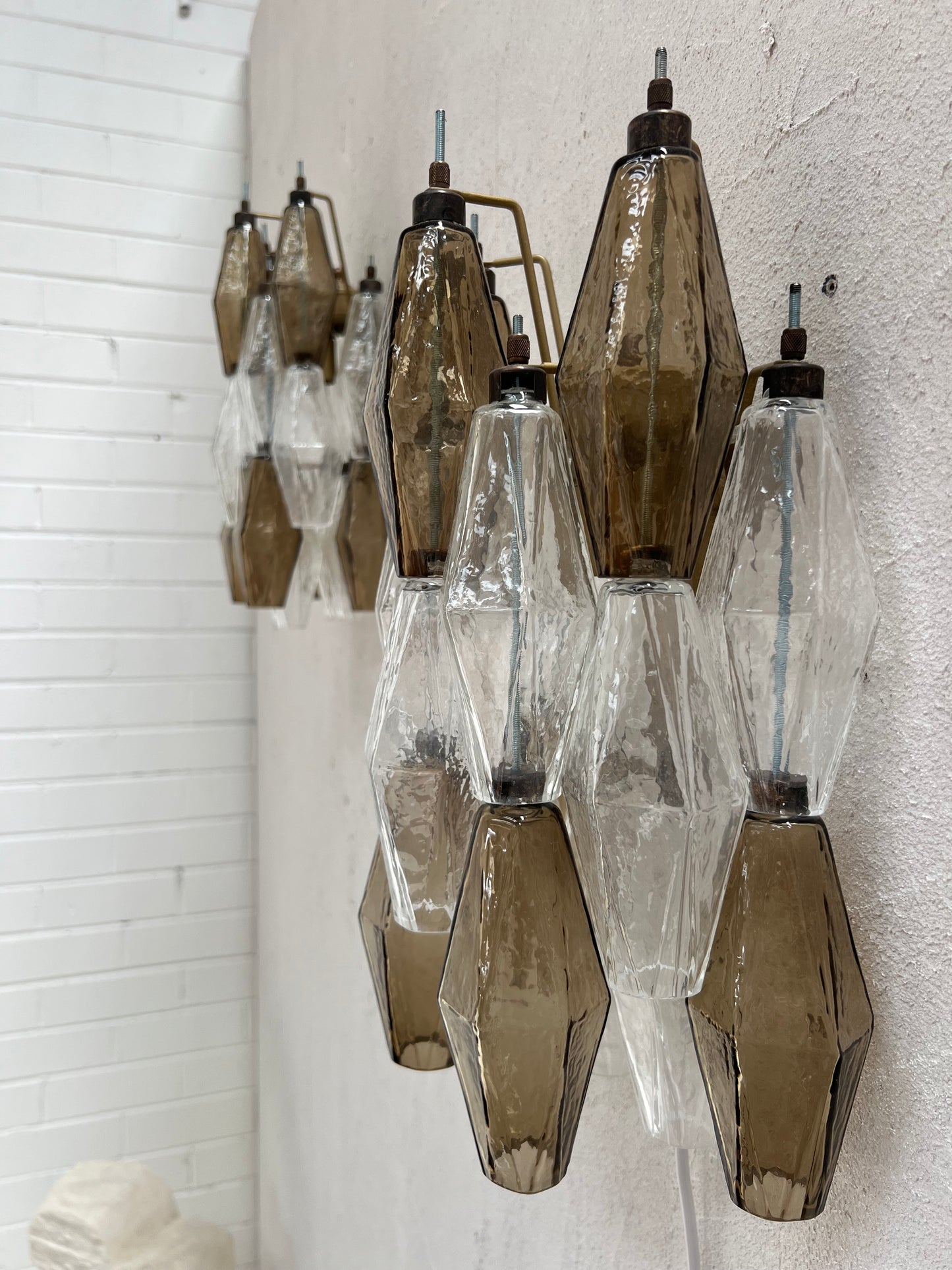 Murano Poliedri Sconce - Smoke & Clear