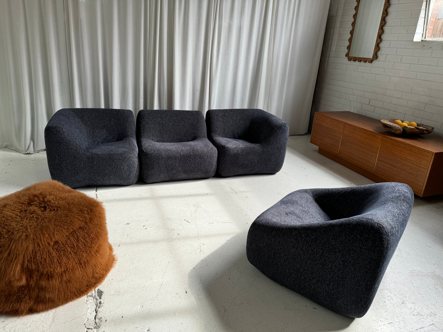 Vintage Featherston Numero IV Modular Armchair - Reupholstered (Navy)