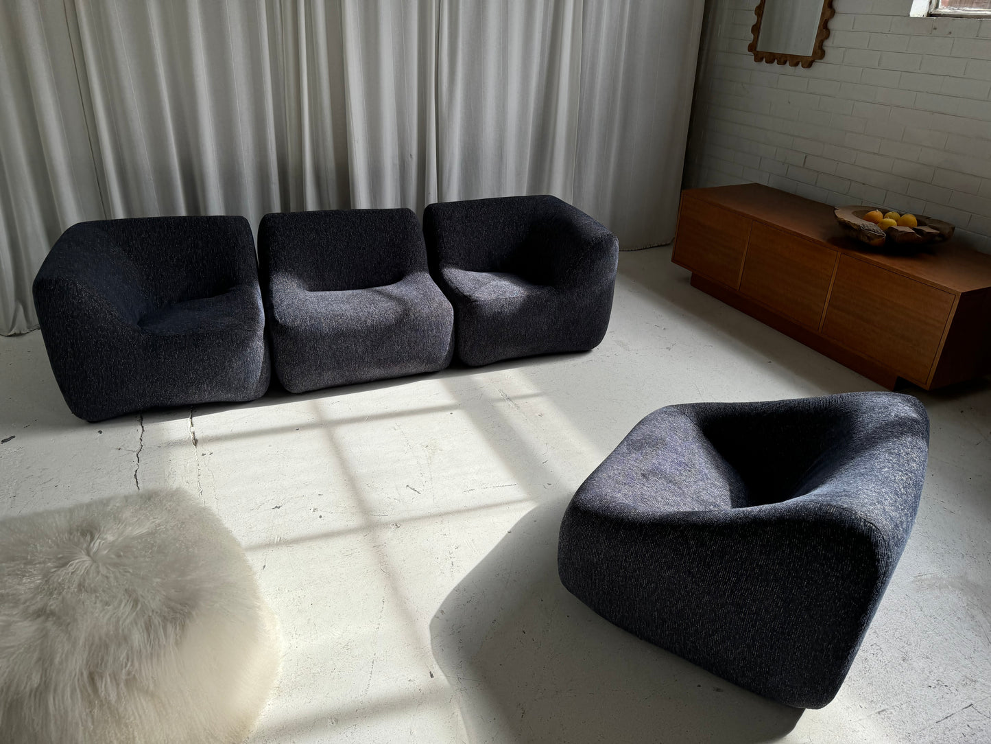 Vintage Featherston Numero IV Modular Armchair - Reupholstered (Navy)
