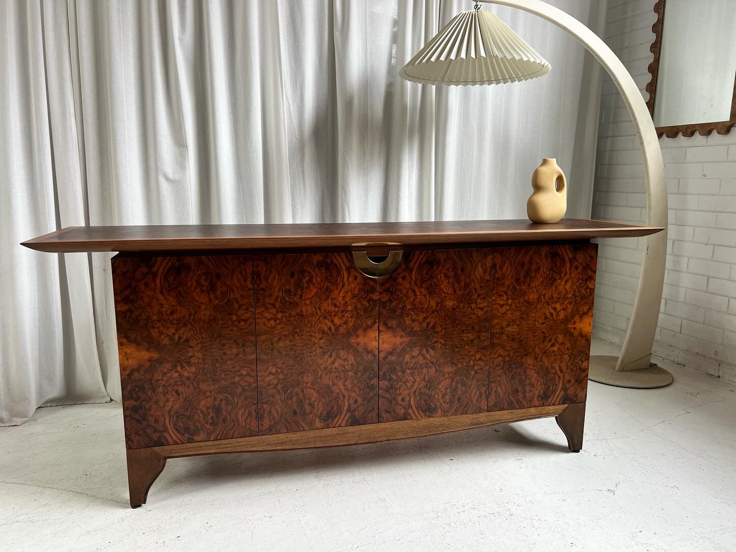Vintage Burl Sideboard Cabinet