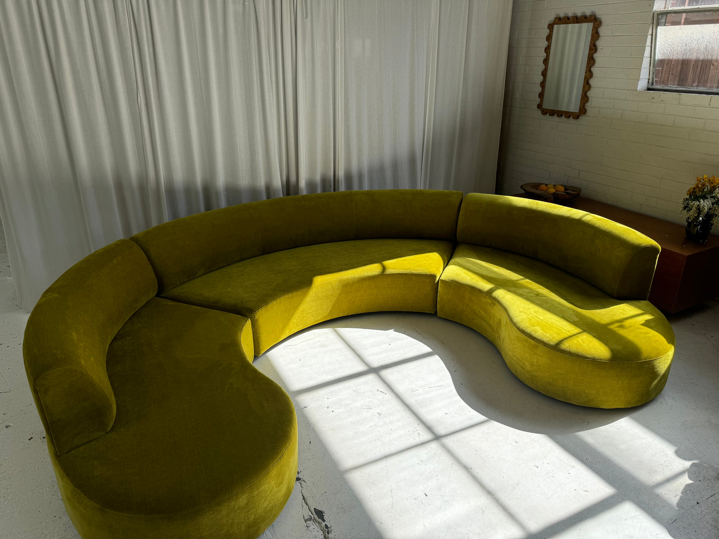 Large Chartruese Velvet Curvy Sofa Set - Preorder