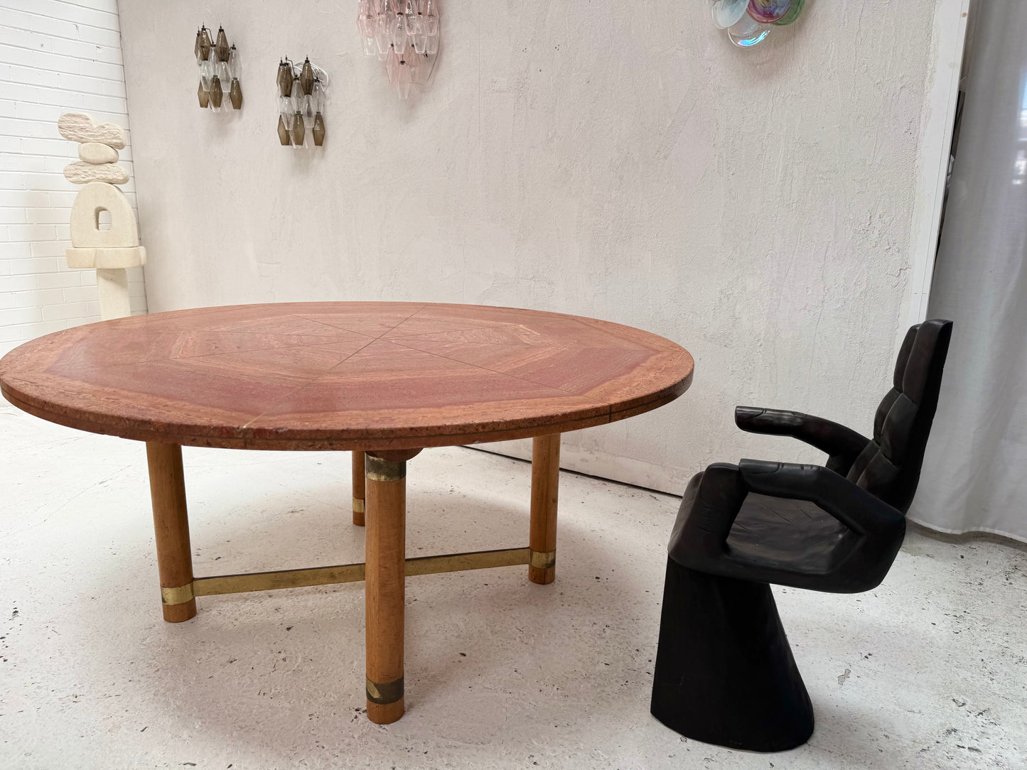 Vintage Red Travertine Dining Table