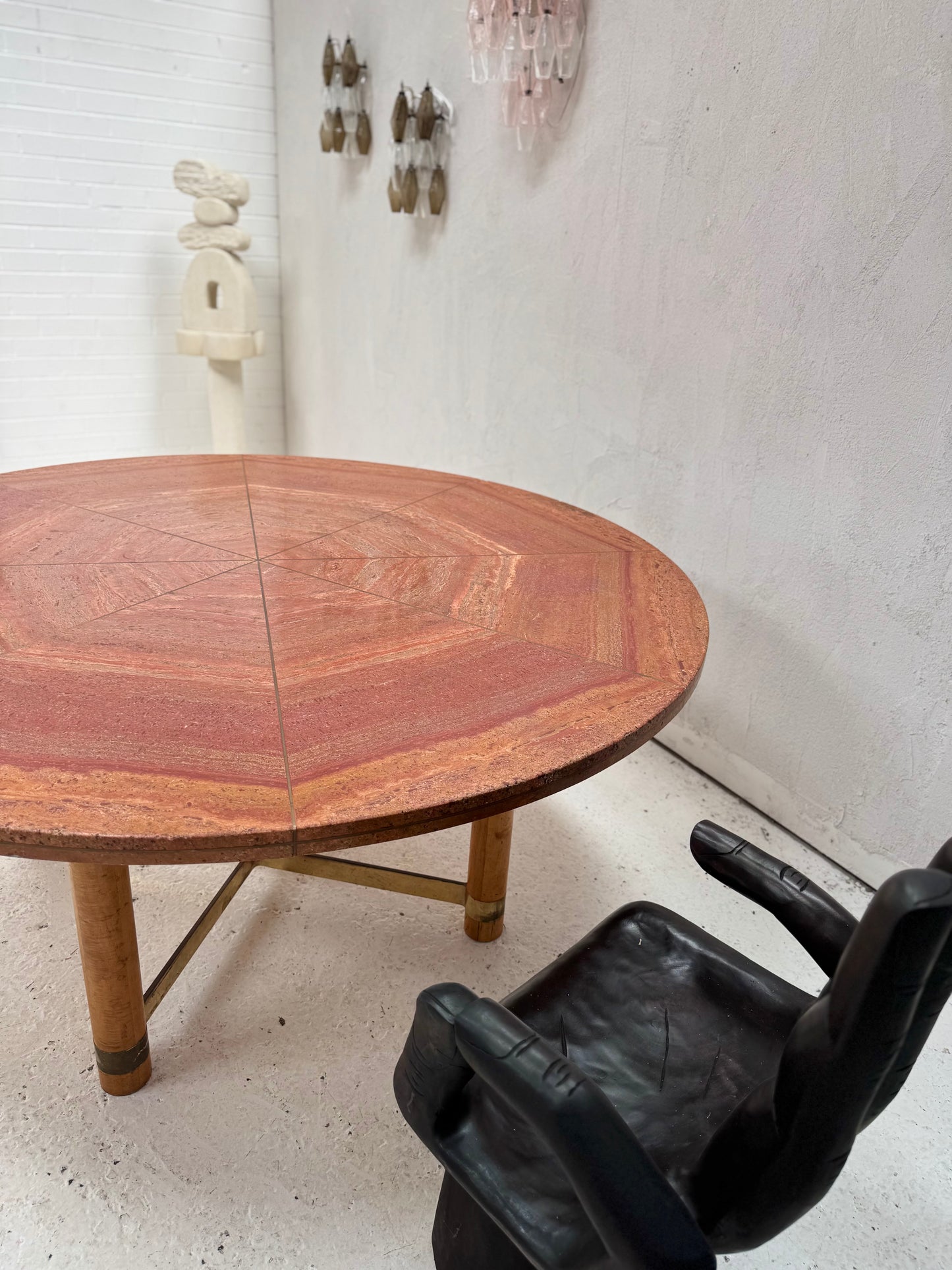 Vintage Red Travertine Dining Table