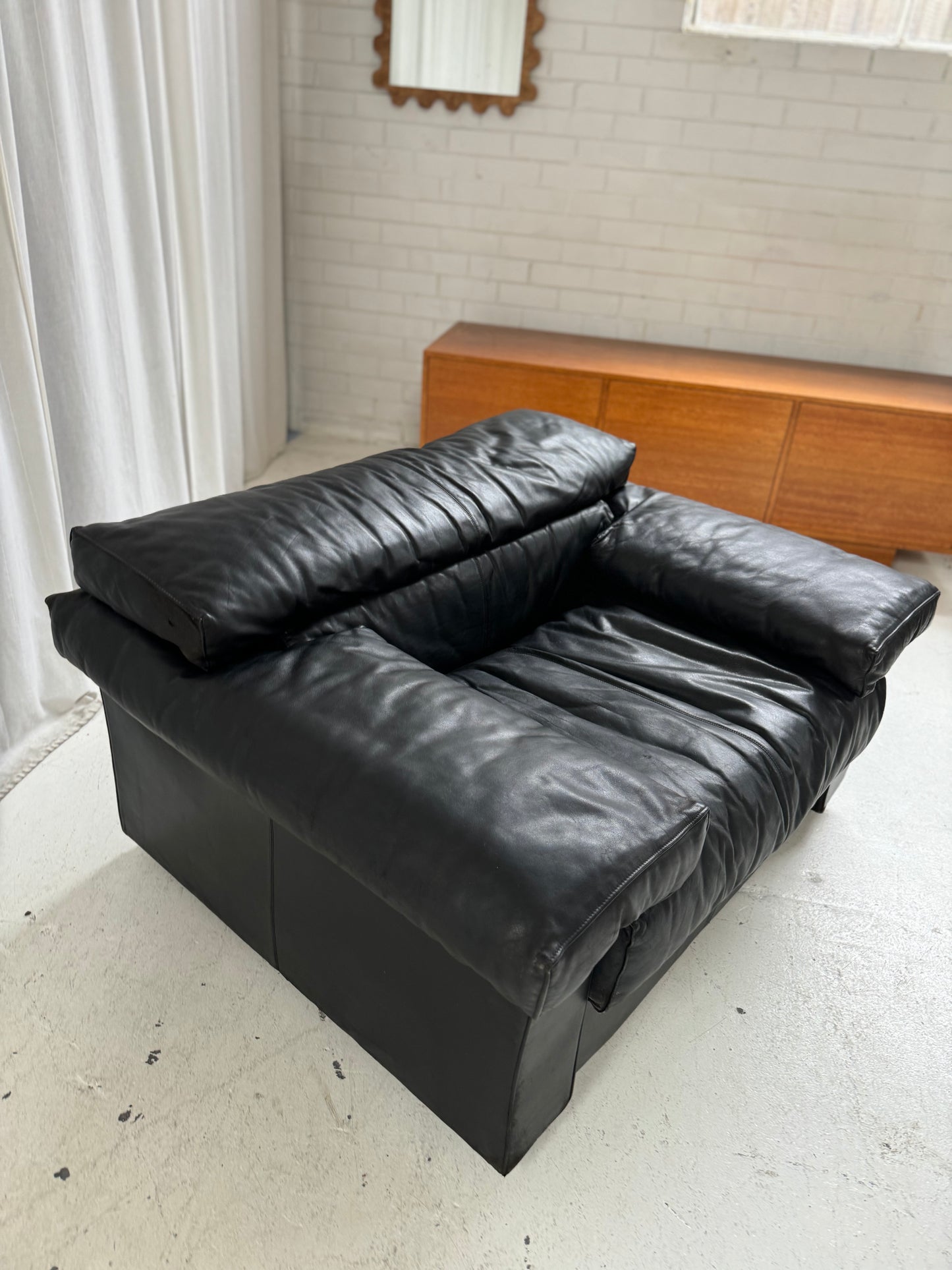 Erasmo Leathers Armchairs by Tobia Scarpa for B&B Italia, 1970s