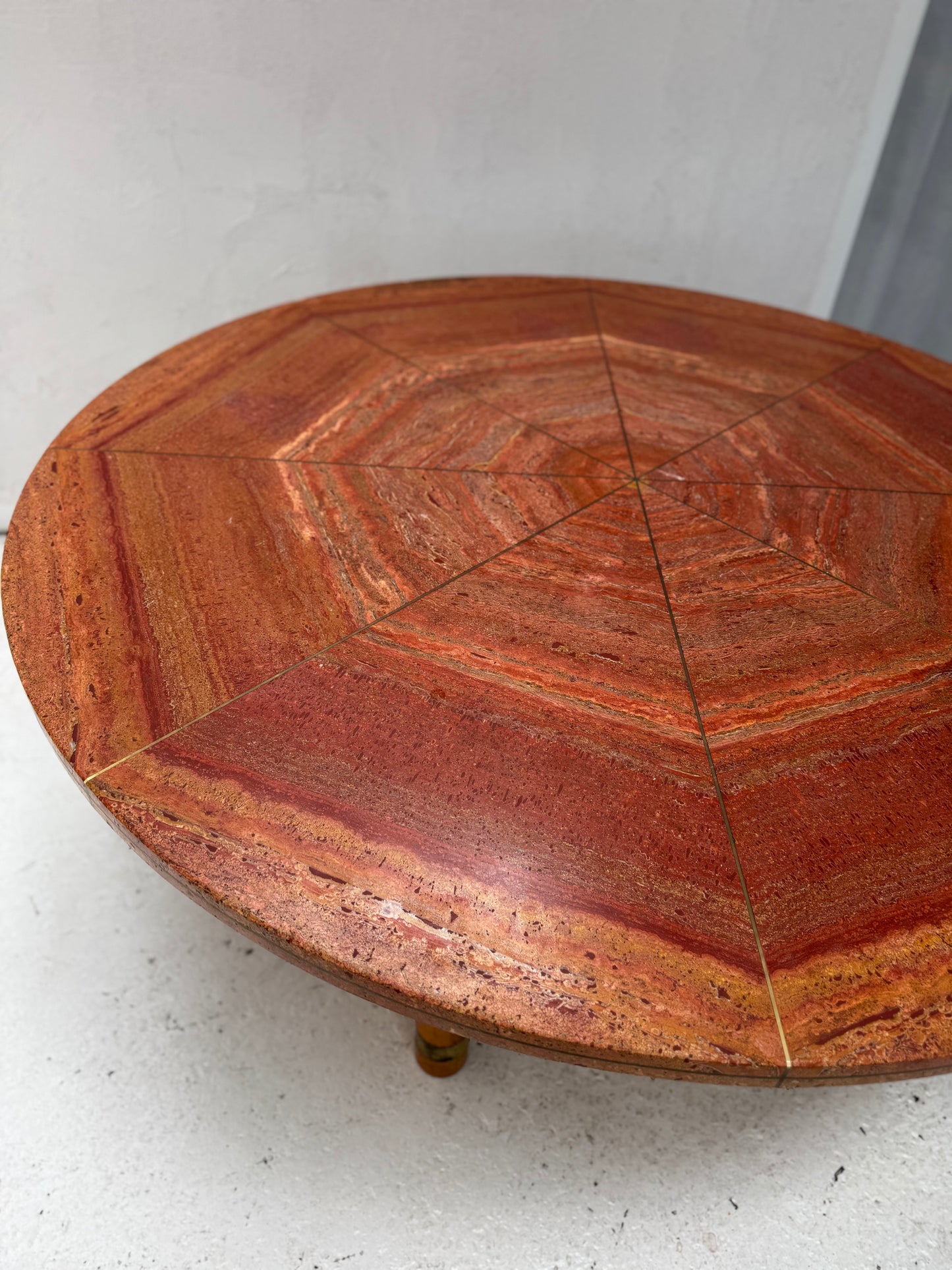 Vintage Red Travertine Dining Table