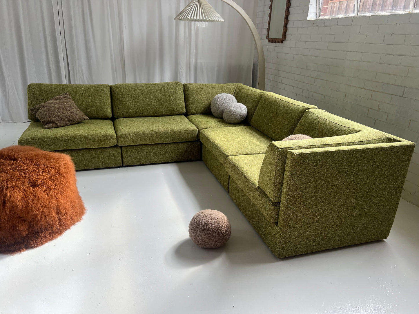 Green Boucle Modular Sofa Set - Preorder