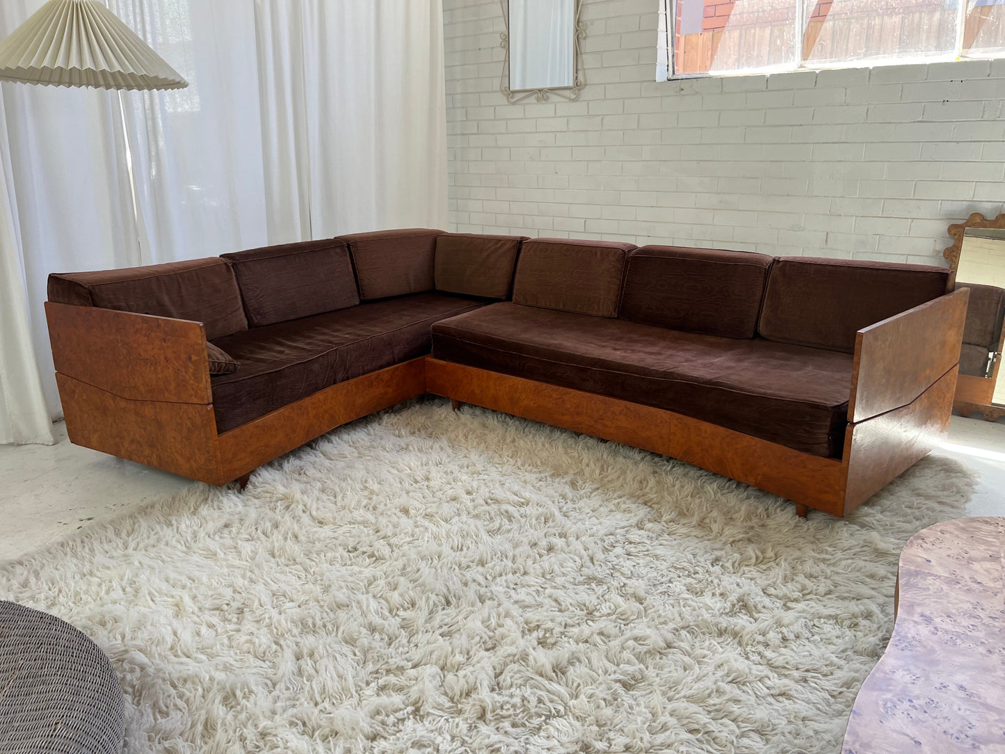 Vintage Burl Frame Modular Sofa