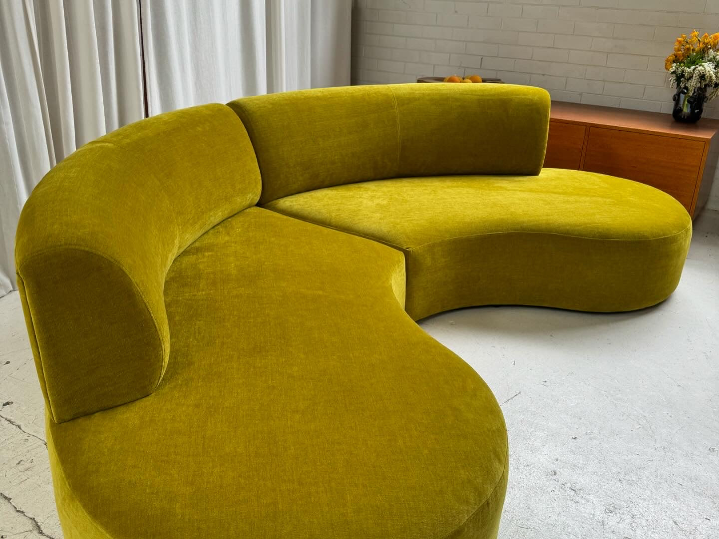 Large Chartruese Velvet Curvy Sofa Set - Preorder