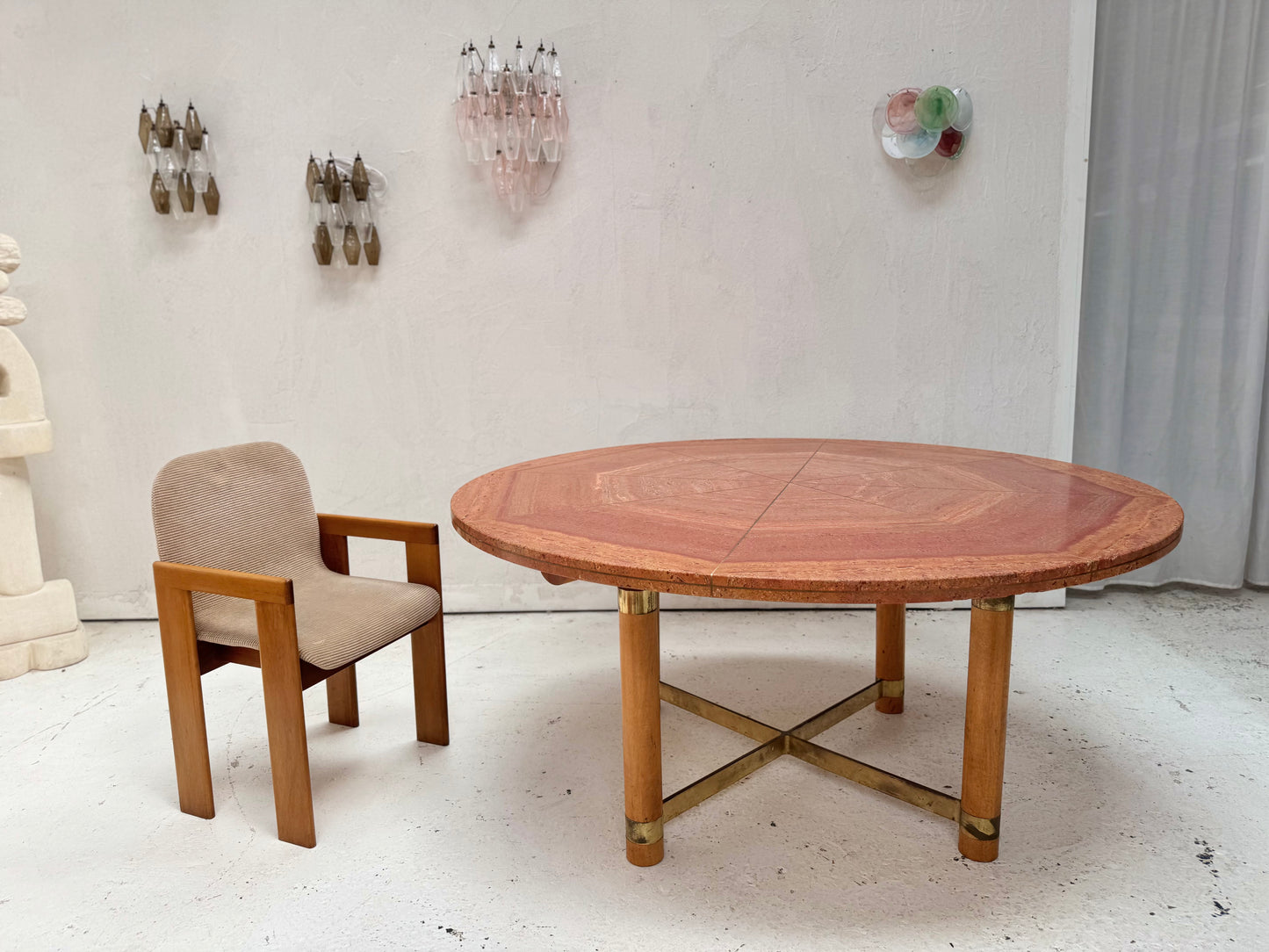 Vintage Red Travertine Dining Table