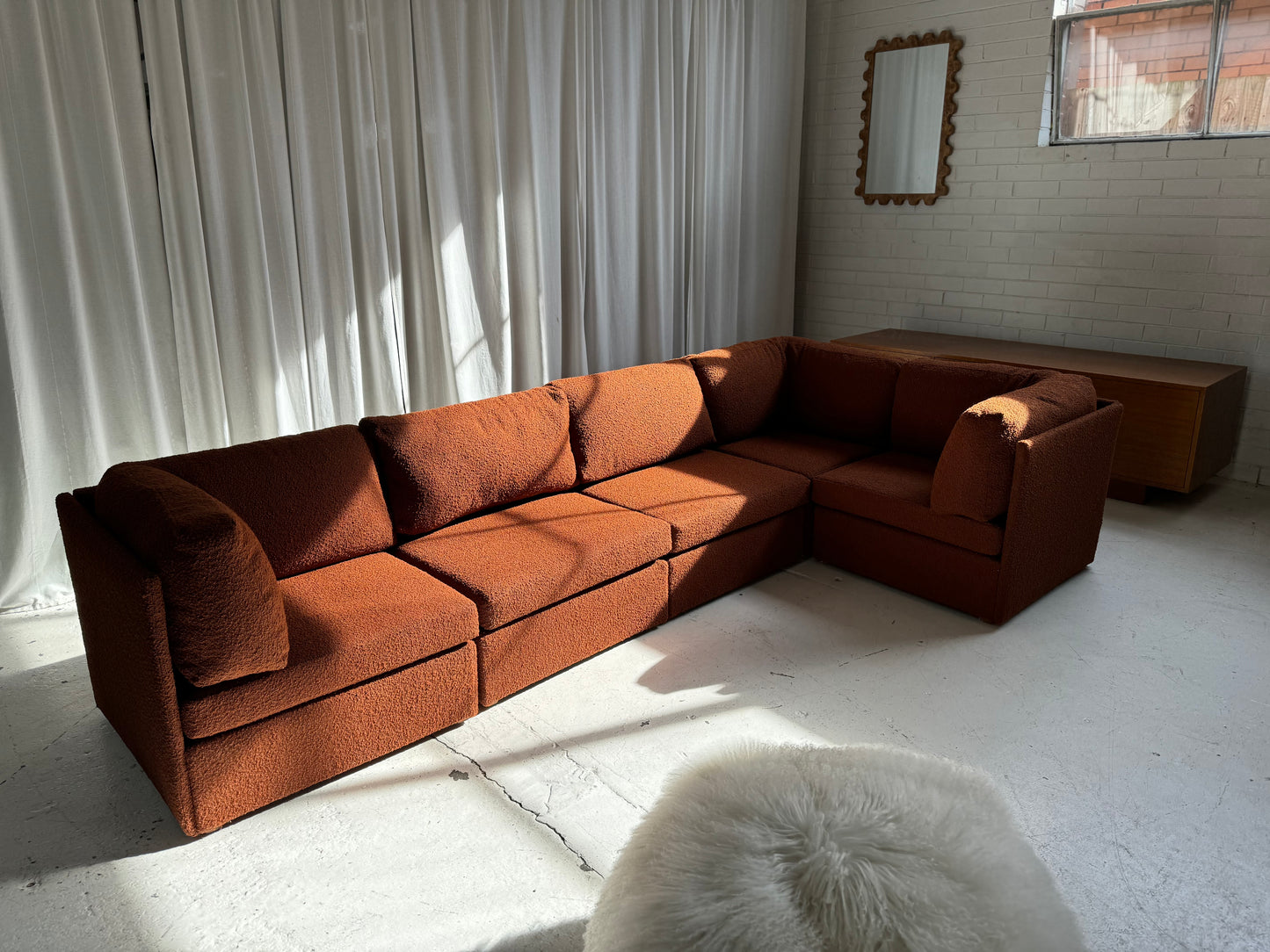 Rust Boucle Modular Sofa Set - Preorder