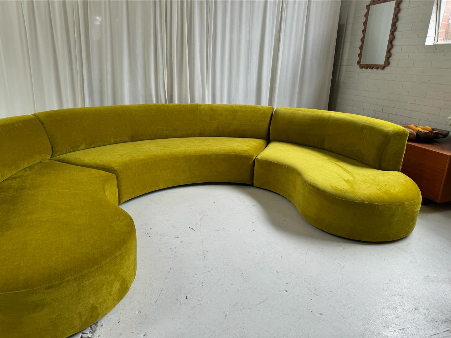 Large Chartruese Velvet Curvy Sofa Set - Preorder