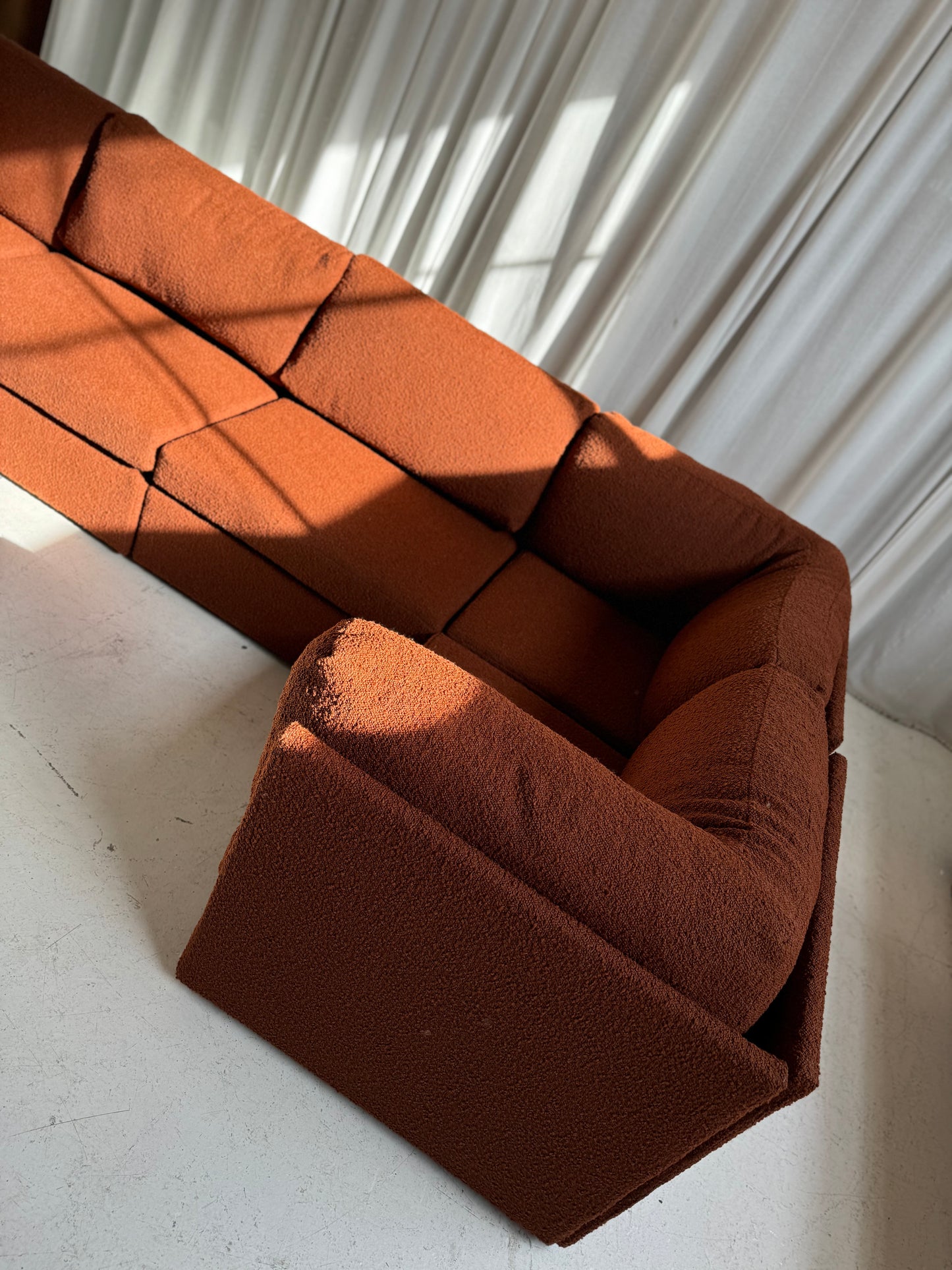 Rust Boucle Modular Sofa Set - Preorder