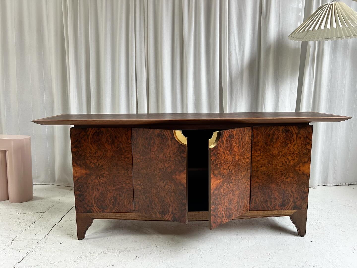 Vintage Burl Sideboard Cabinet