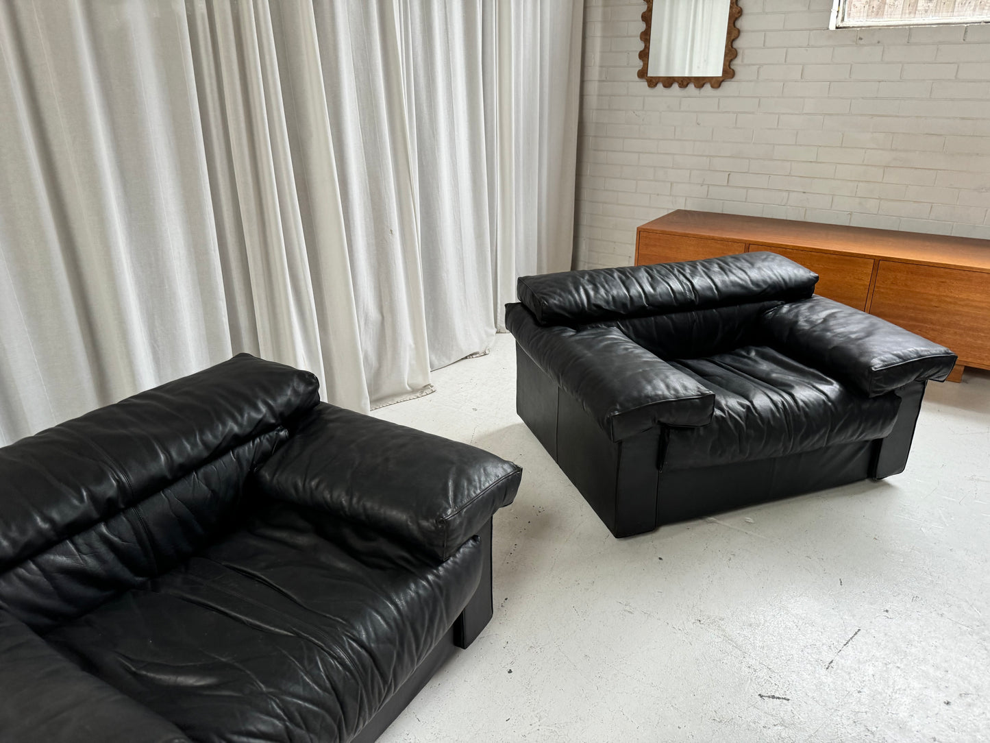 Erasmo Leathers Armchairs by Tobia Scarpa for B&B Italia, 1970s