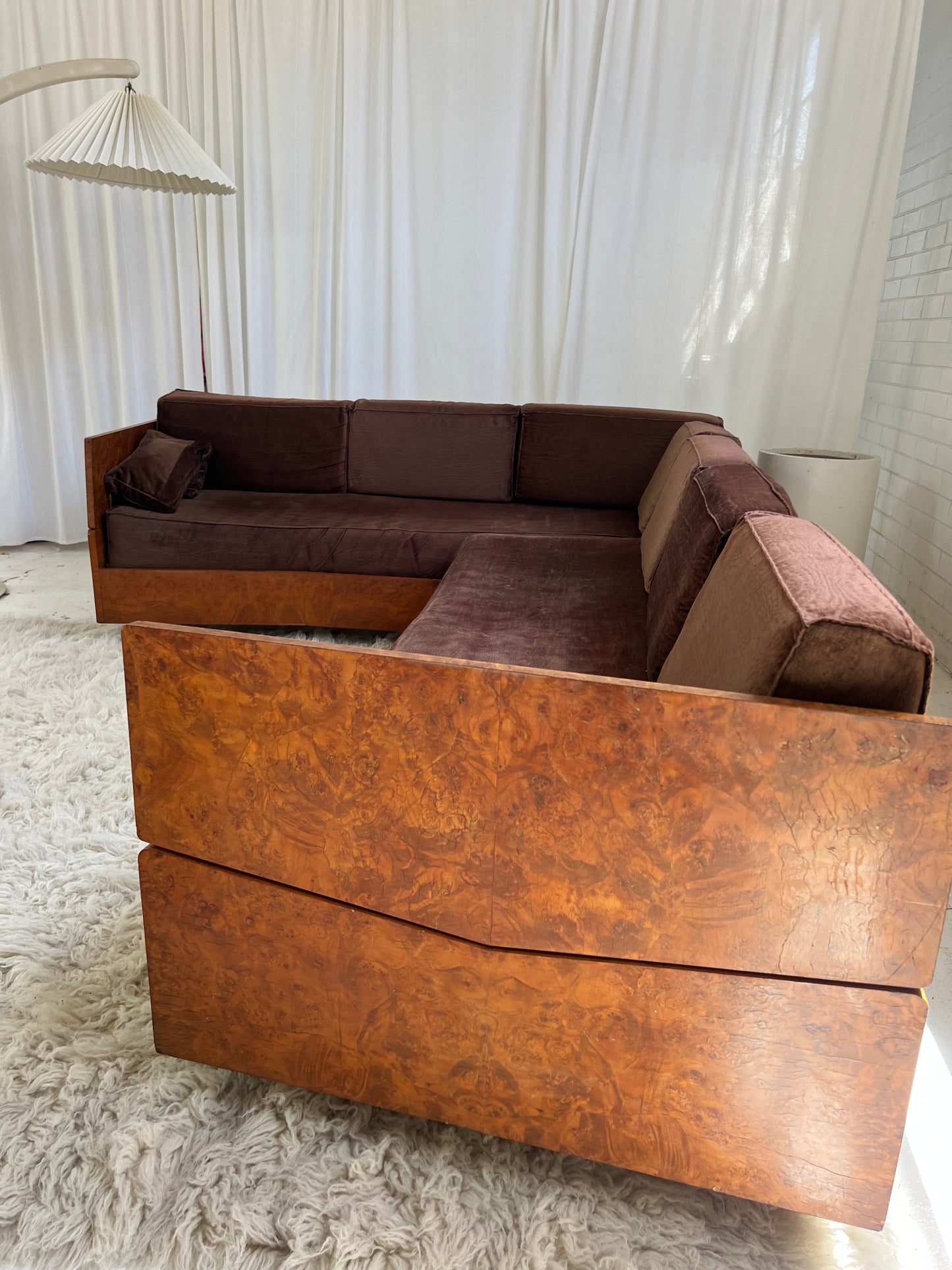 Vintage Burl Frame Modular Sofa
