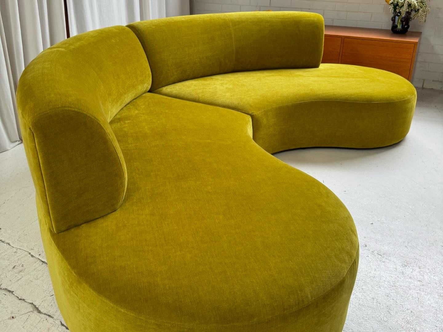 Large Chartruese Velvet Curvy Sofa Set - Preorder