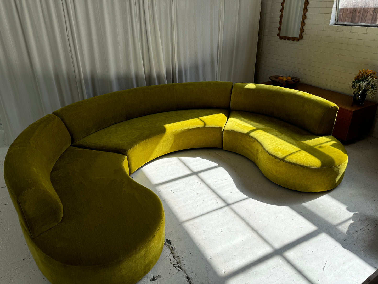 Large Chartruese Velvet Curvy Sofa Set - Preorder