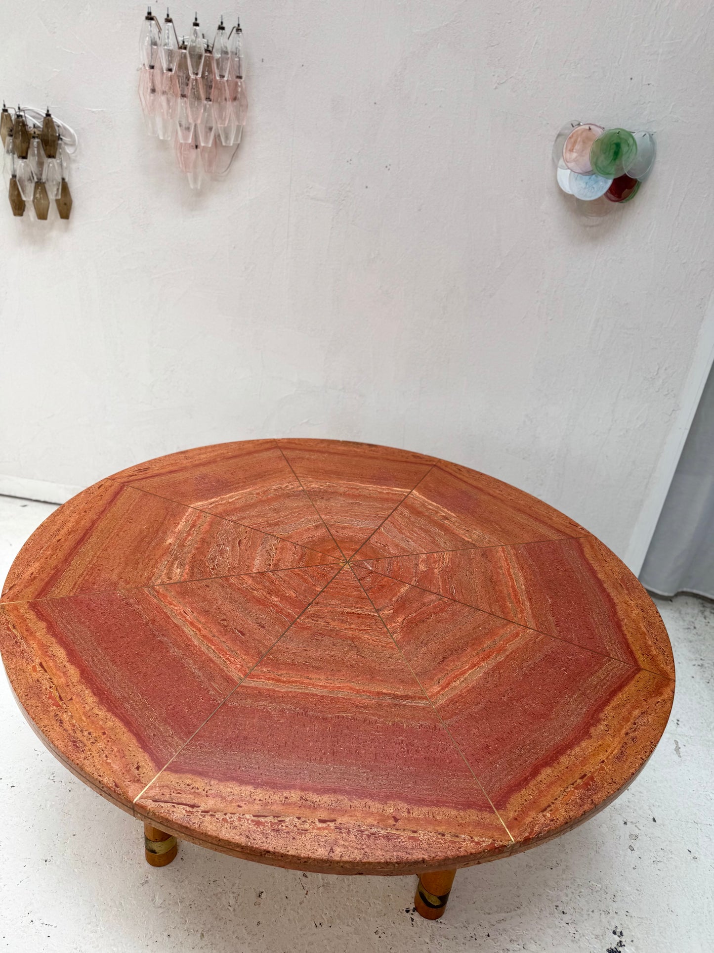 Vintage Red Travertine Dining Table