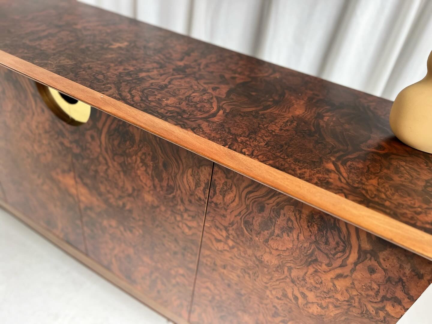 Vintage Burl Sideboard Cabinet