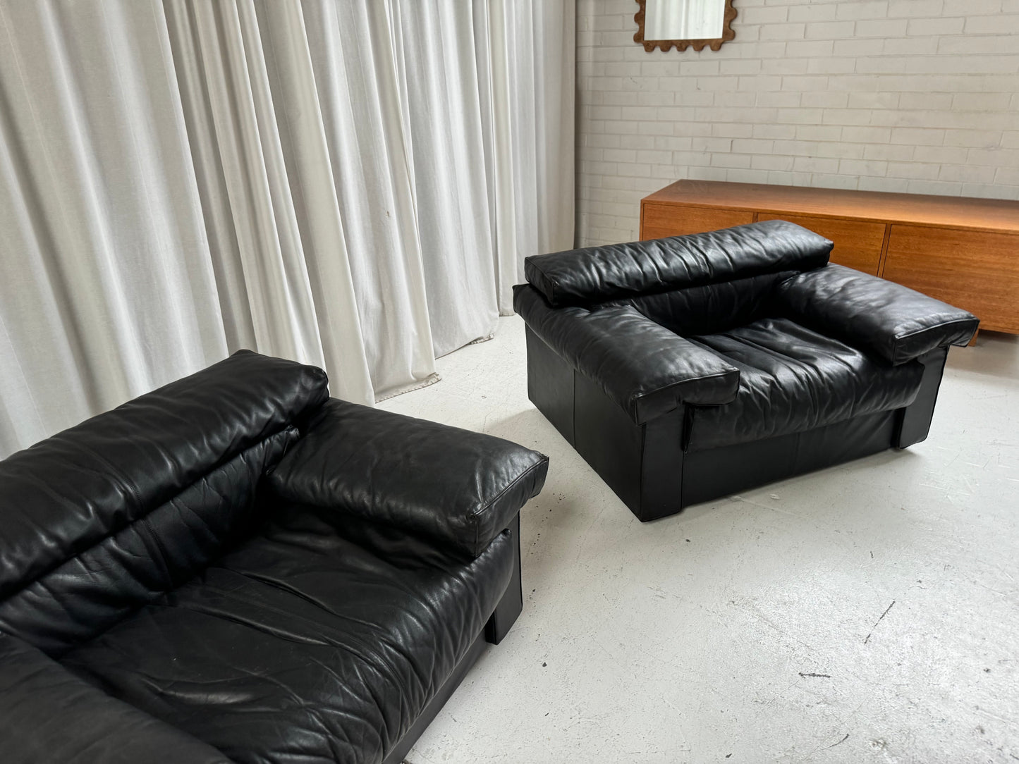 Erasmo Leathers Armchairs by Tobia Scarpa for B&B Italia, 1970s