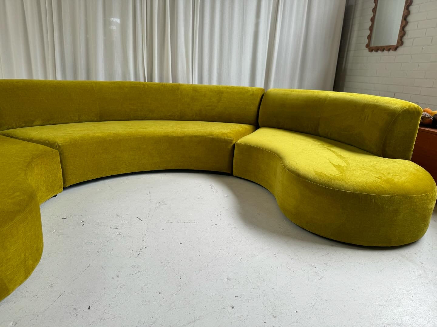 Large Chartruese Velvet Curvy Sofa Set - Preorder