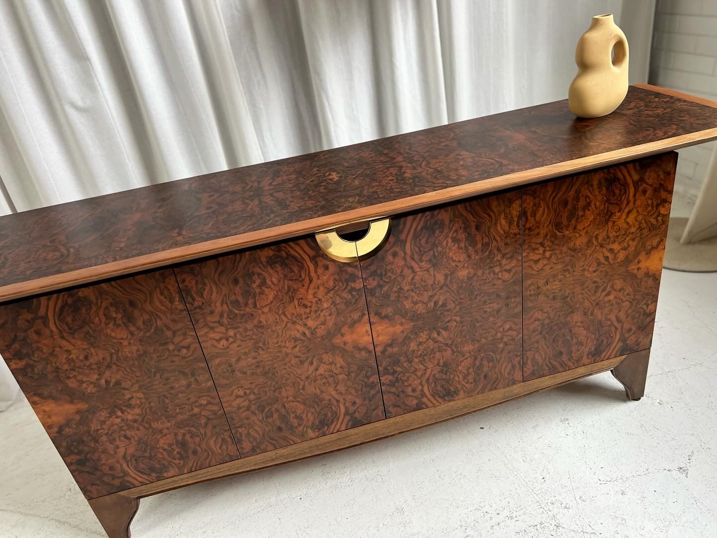 Vintage Burl Sideboard Cabinet