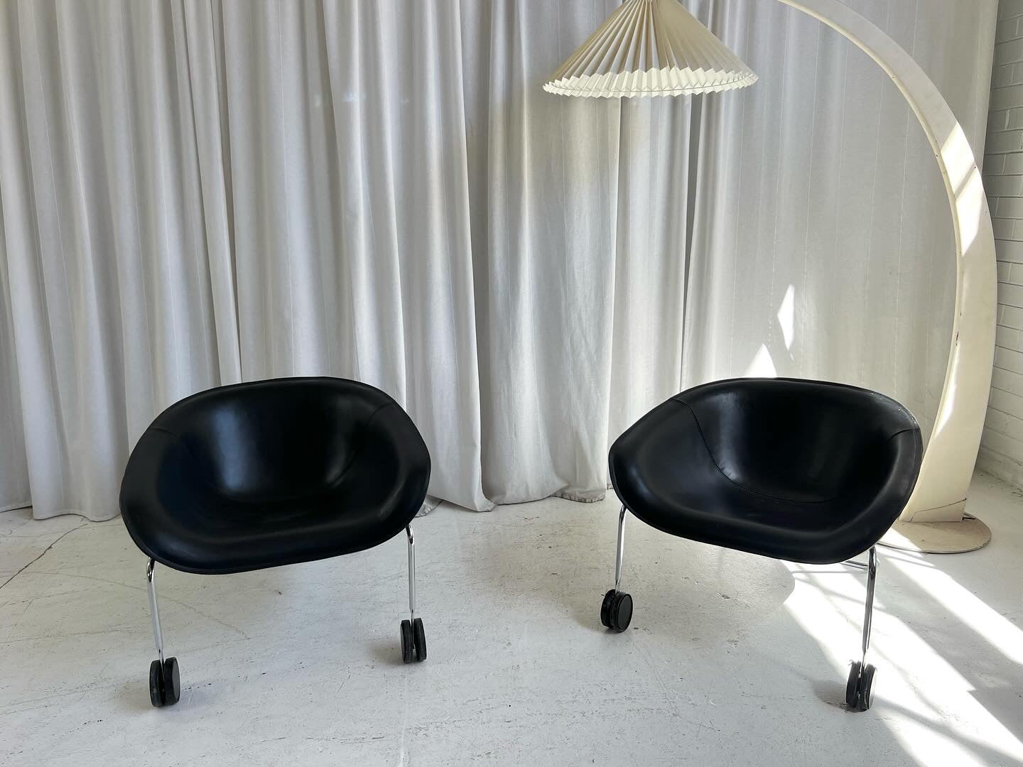 Mart by Antonio Citterio for B&B Italia Black Leather and Chome Armchair