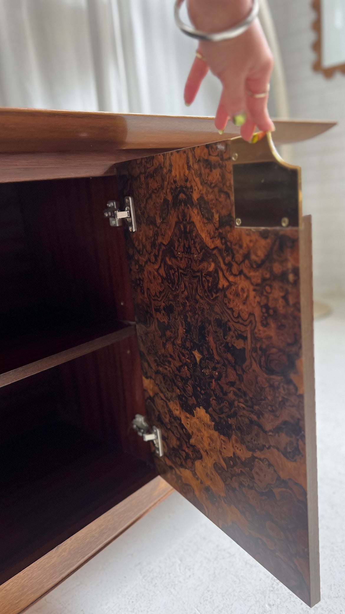 Vintage Burl Sideboard Cabinet