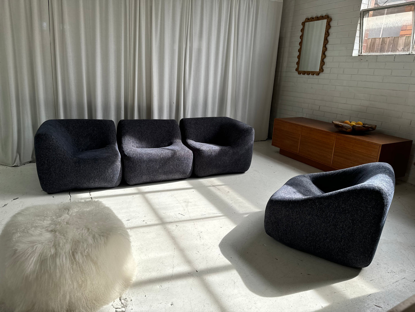 Vintage Featherston Numero IV Modular Armchair - Reupholstered (Navy)