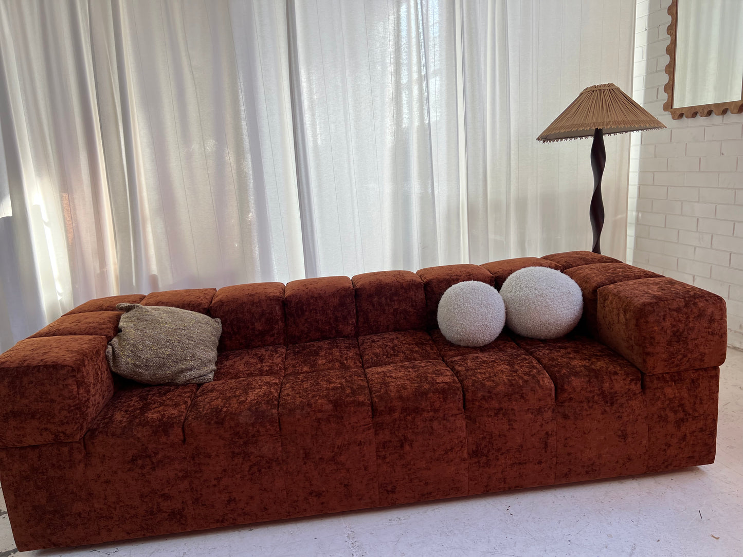 Custom Vintage Sculptural Burnt Copper Sofa