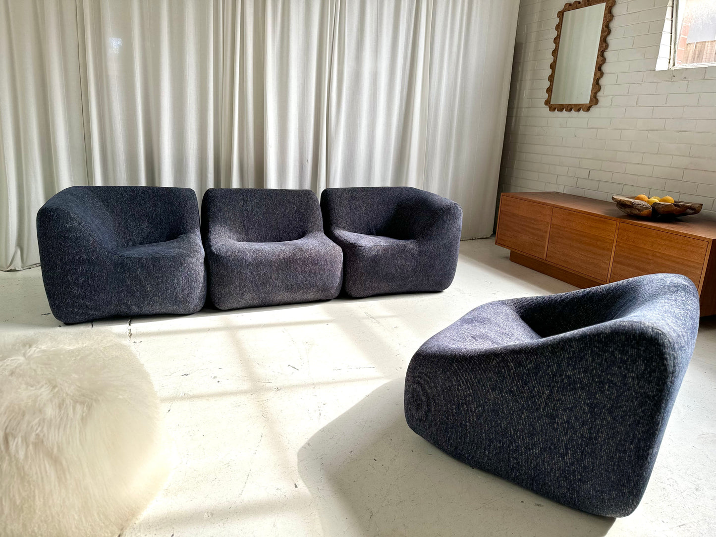 Vintage Featherston Numero IV Modular Armchair - Reupholstered (Navy)