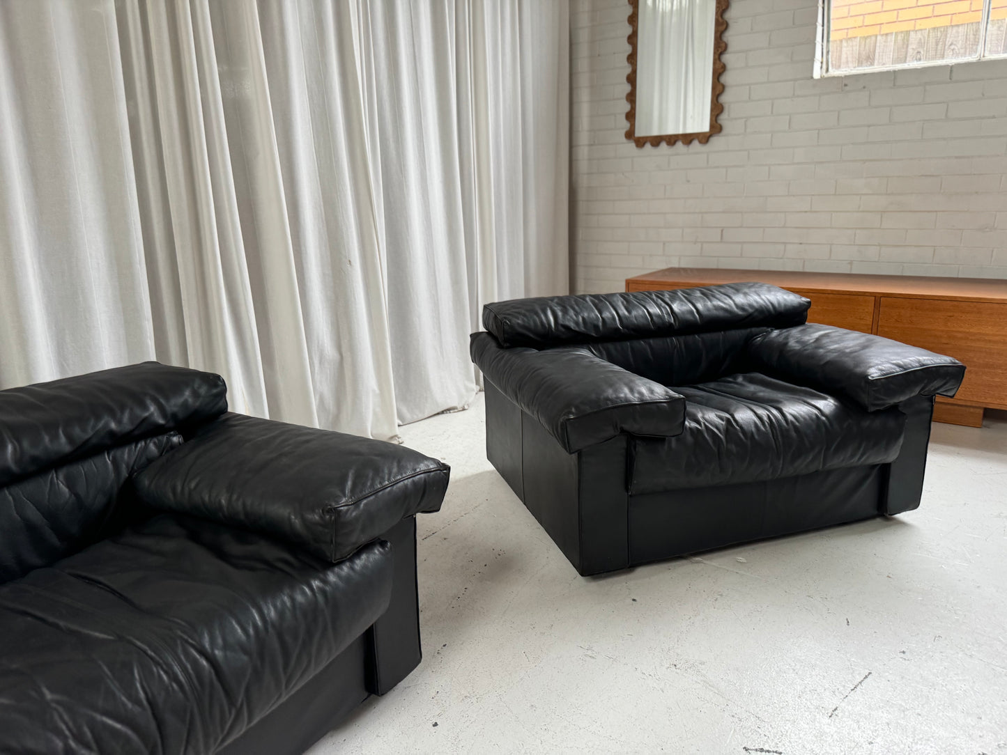 Erasmo Leathers Armchairs by Tobia Scarpa for B&B Italia, 1970s