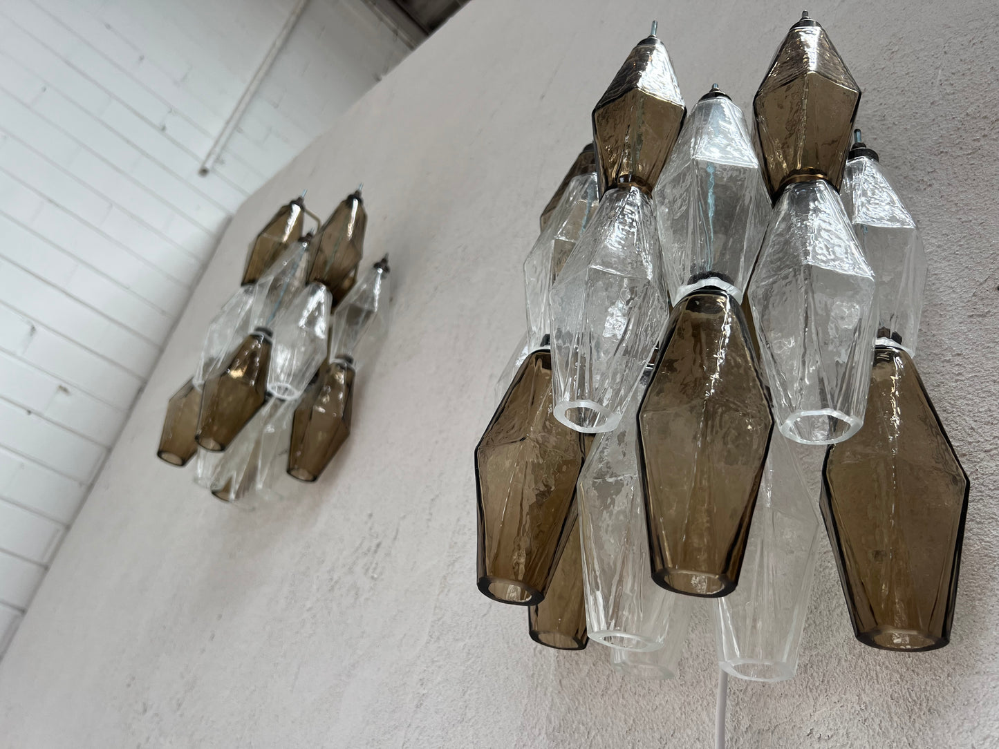 Murano Poliedri Sconce - Smoke & Clear