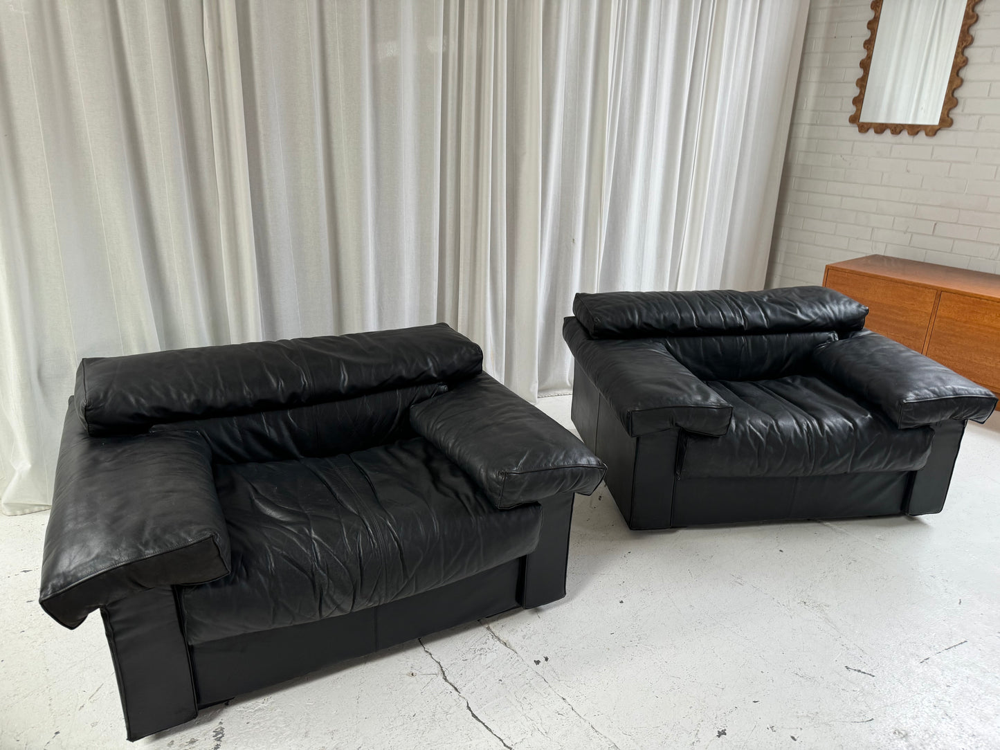 Erasmo Leathers Armchairs by Tobia Scarpa for B&B Italia, 1970s