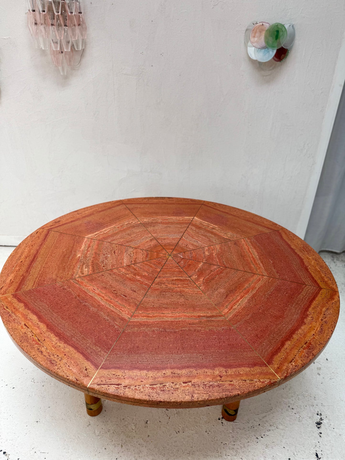 Vintage Red Travertine Dining Table