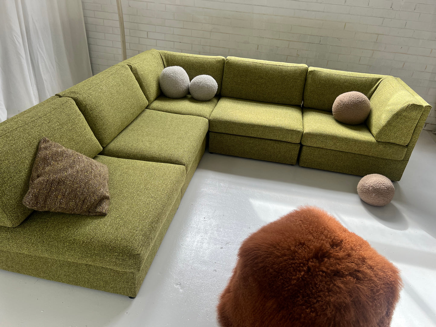 Green Boucle Modular Sofa Set - Preorder