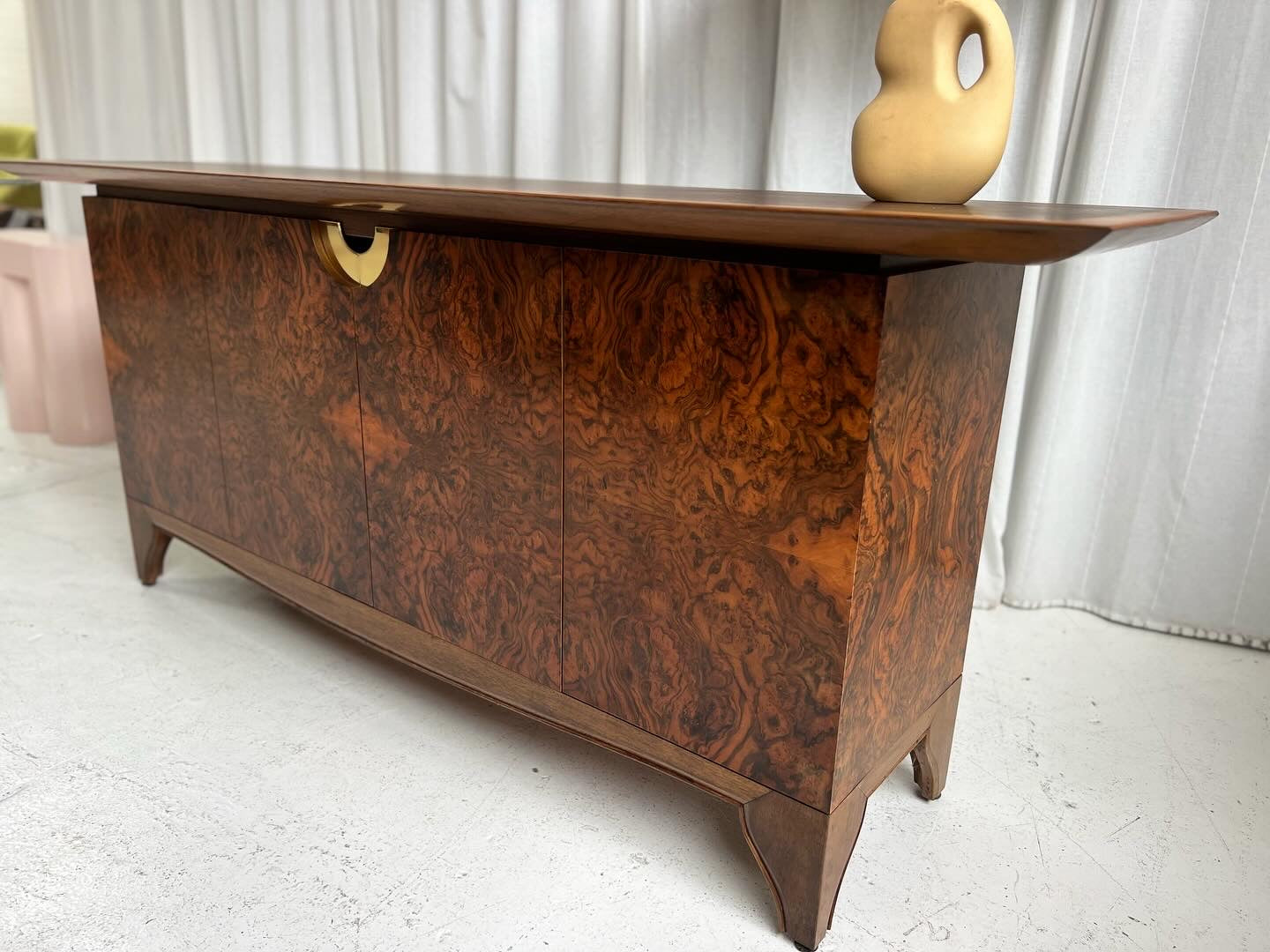 Vintage Burl Sideboard Cabinet