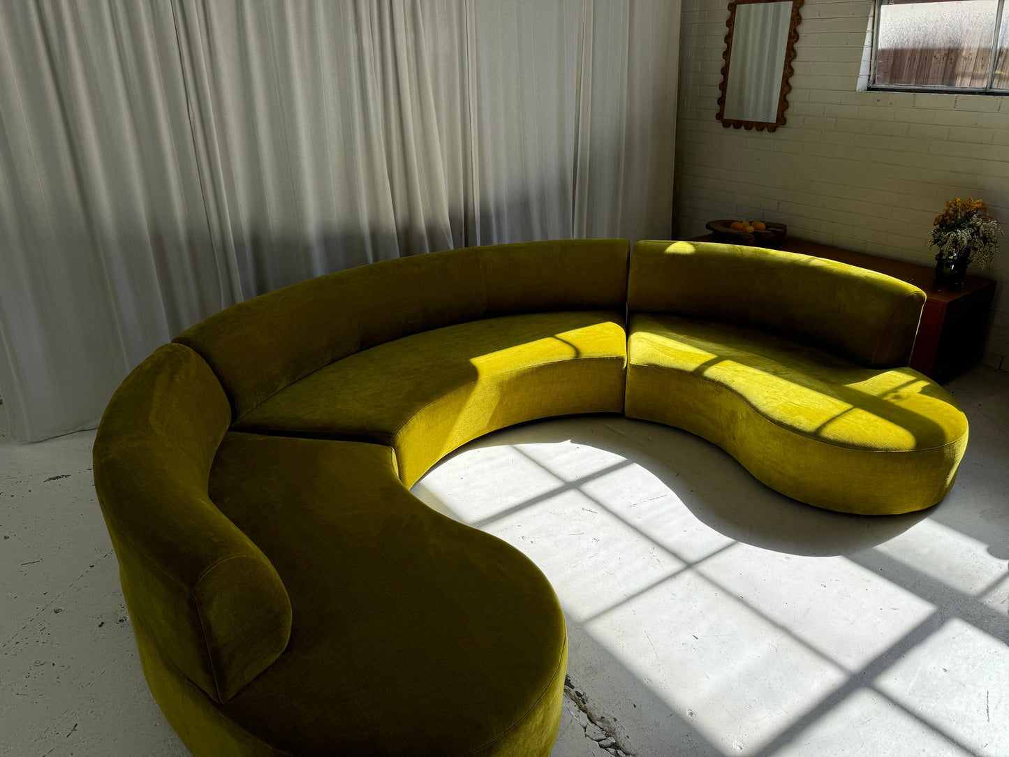 Large Chartruese Velvet Curvy Sofa Set - Preorder