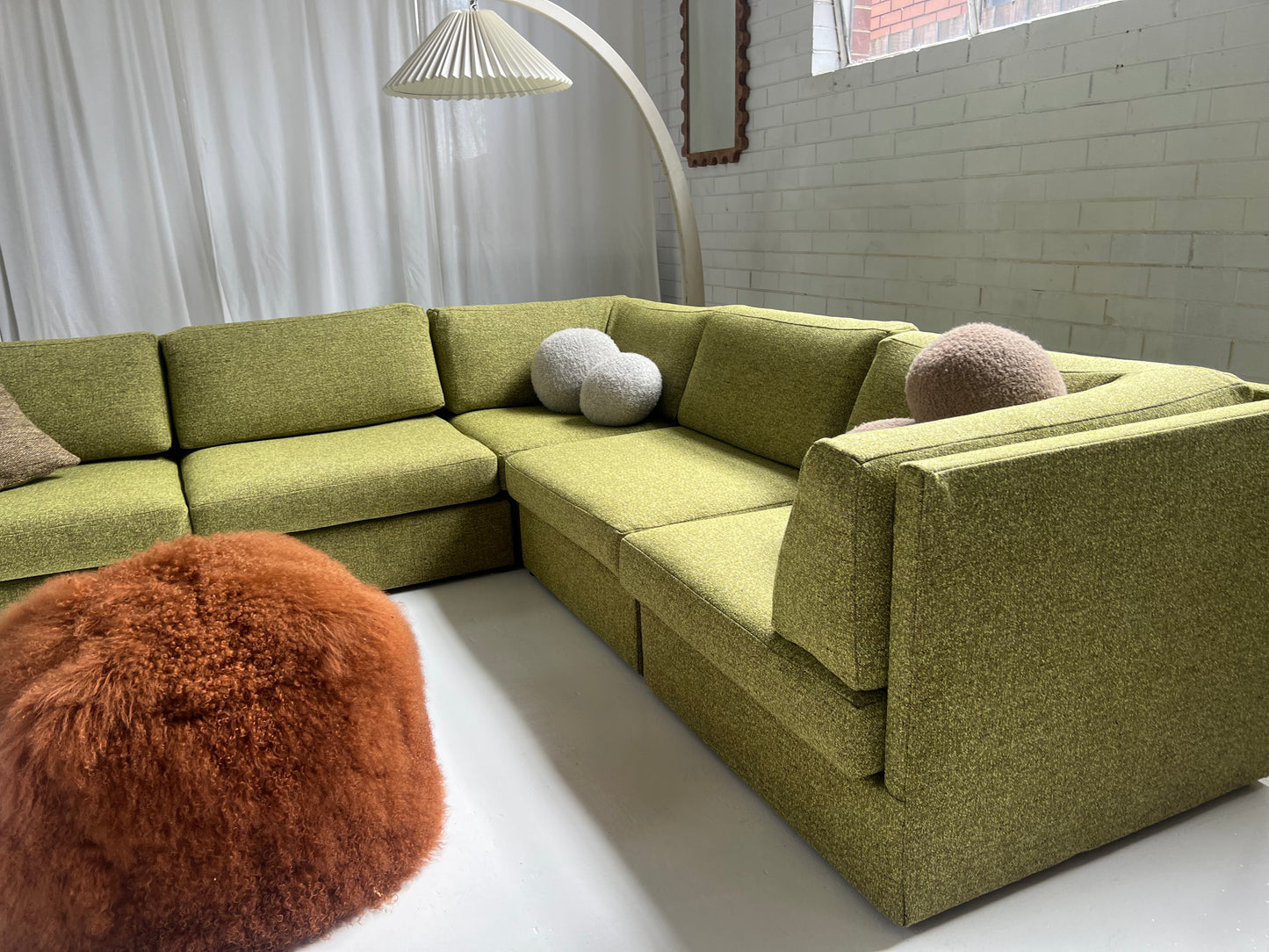 Green Boucle Modular Sofa Set - Preorder
