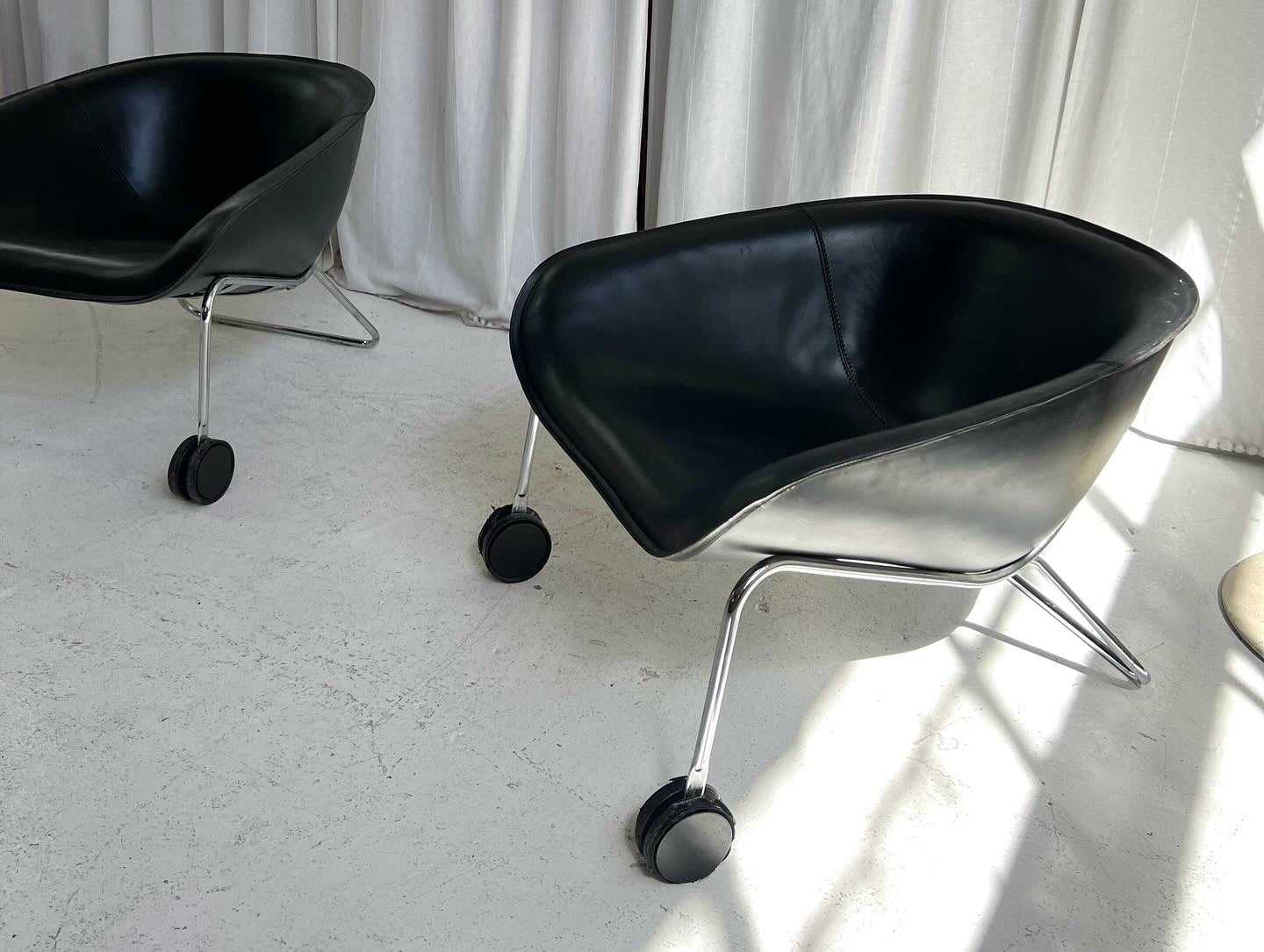 Mart by Antonio Citterio for B&B Italia Black Leather and Chome Armchair