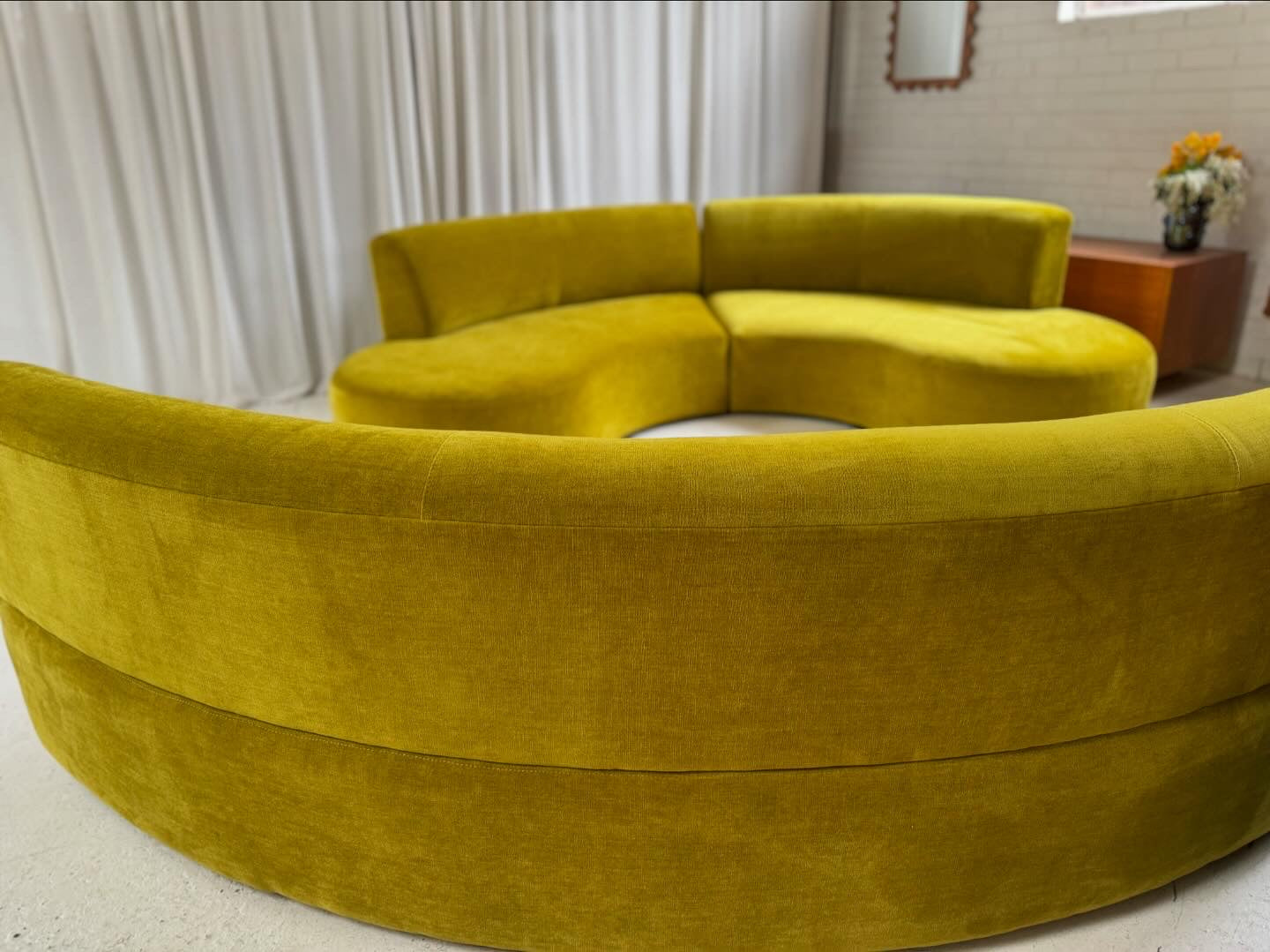 Large Chartruese Velvet Curvy Sofa Set - Preorder