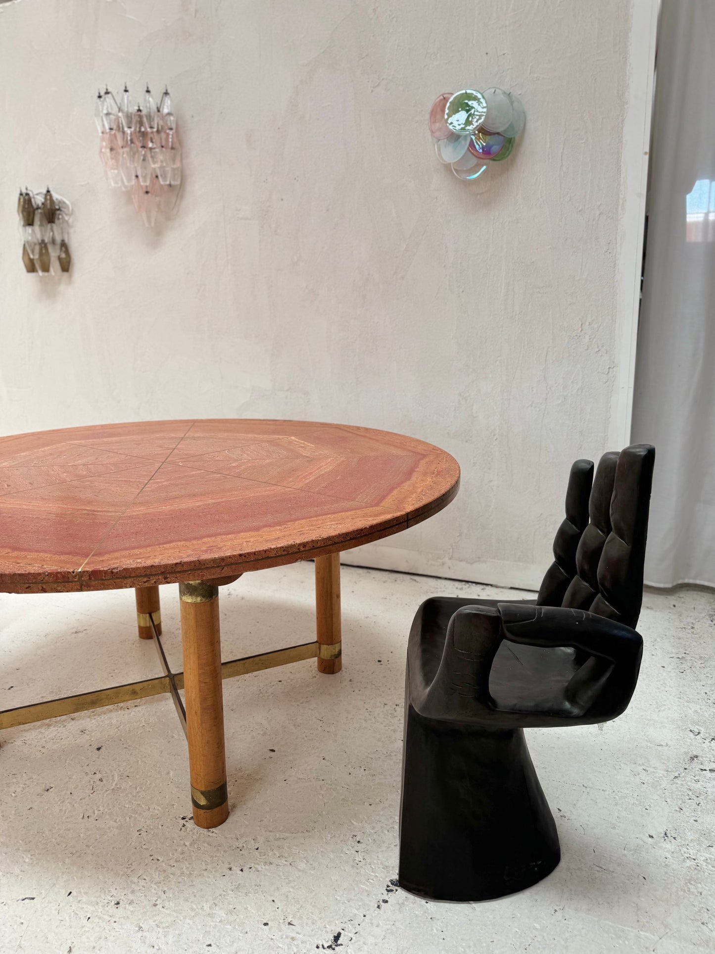 Vintage Red Travertine Dining Table