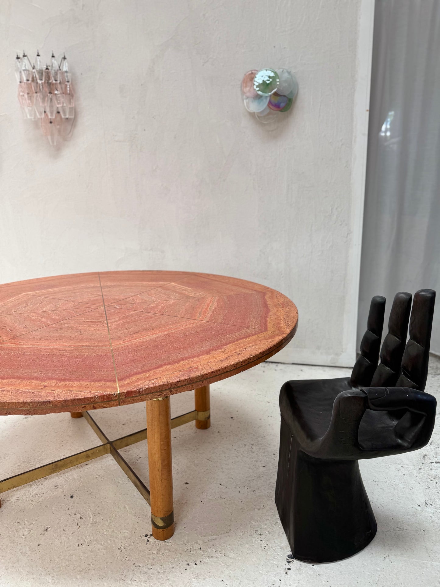 Vintage Red Travertine Dining Table