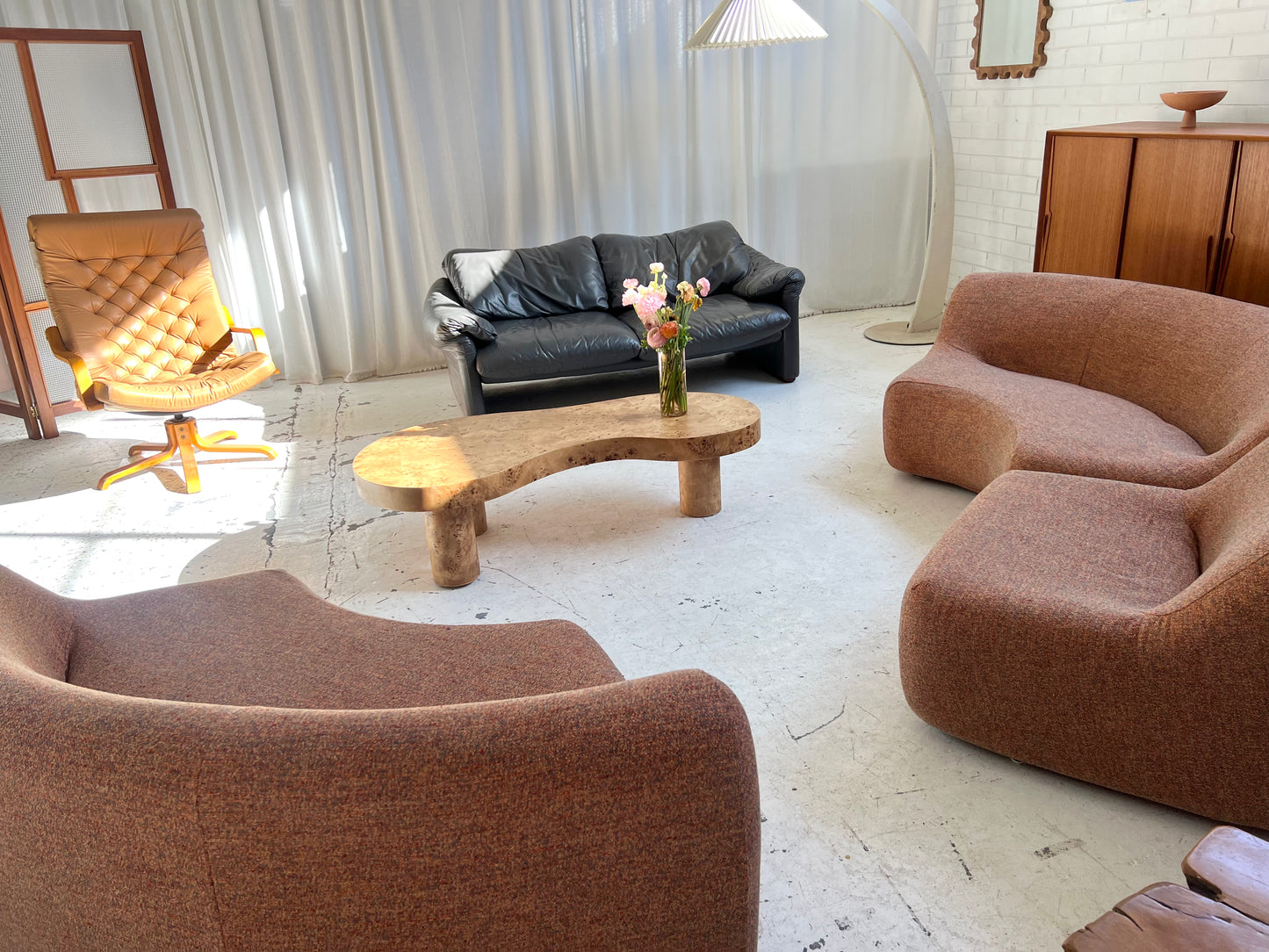 Cassina Maralunga Grey Leather Sofa by Vico Magistretti